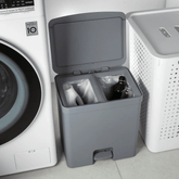 Lixeira de Pedal Trium Duplo Compartimento Chumbo 20 Litros - Ela Decora